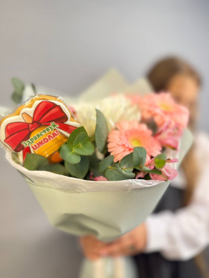 Букет" Здравствуй школа" с гермини