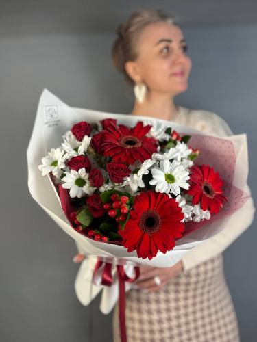 Букет" Мои воспоминания" с герберами