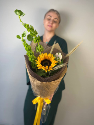 Букет" Школьный вальс" с подсолнухом