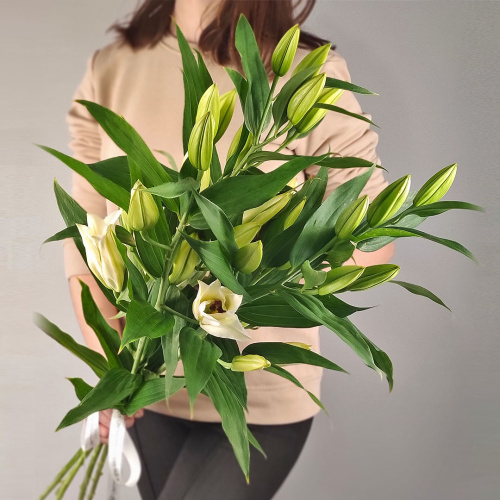 Букет из 5 белых лилий без упаковки №51494Дв
