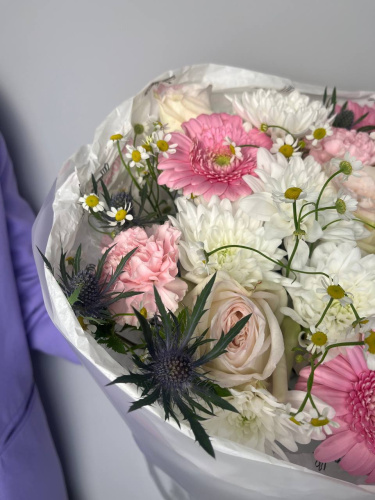 Букет с хризантемой"Нежное сердце"